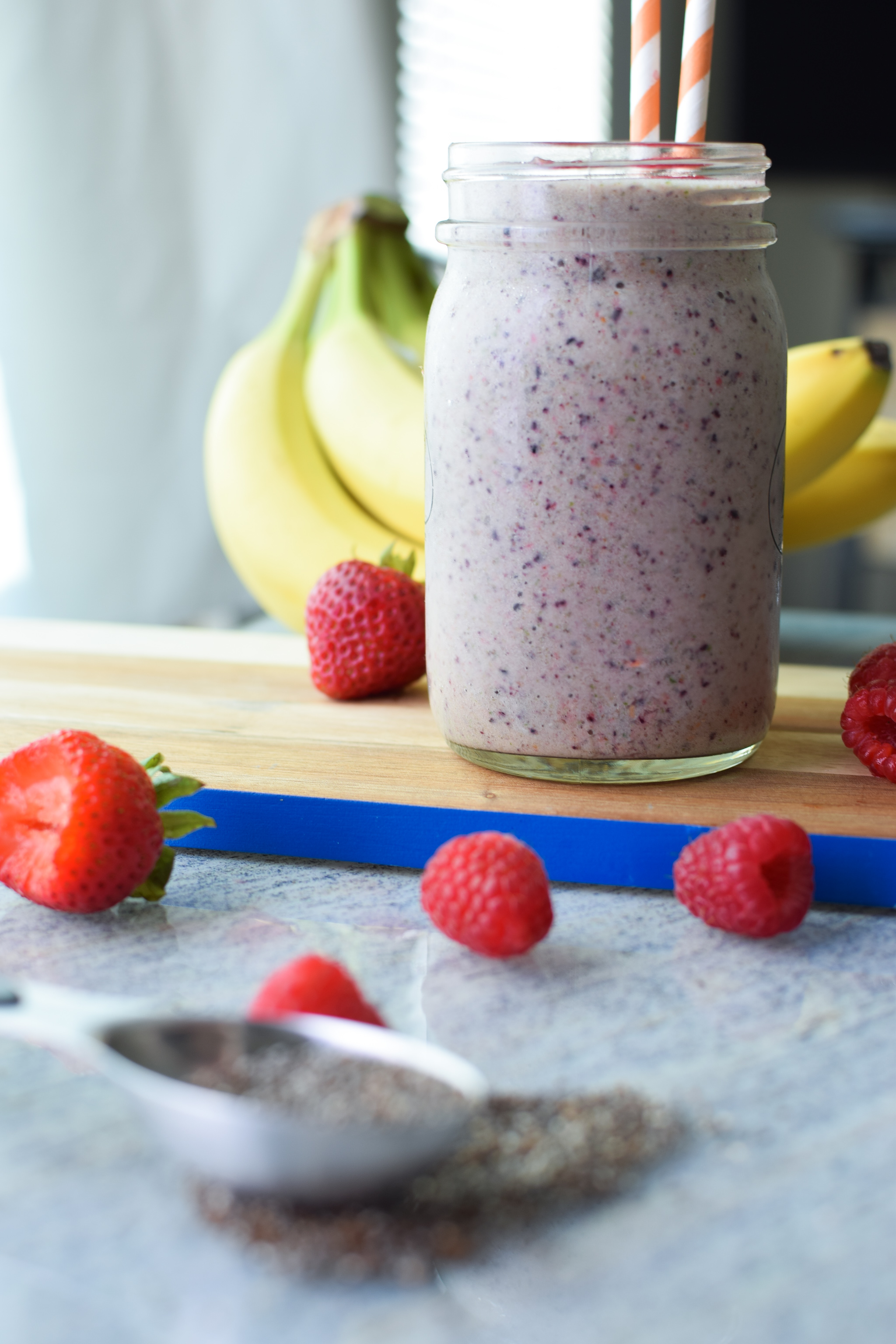 Our very favorite go-to Berry Protein Smoothies recipe in two ways! Packed with berries, greens, and protein, and super easy for meal prepping! - ProjectMealPlan.com