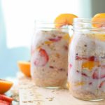 Strawberry Peach Overnight Oats Recipe - Pull this super tasty treat out of the fridge in the morning for some filling oats, strawberries and peaches in almond milk! Sooo creamy! - ProjectMealPlan.com