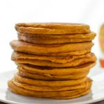 Pumpkin Pie Greek Yogurt Pancakes - Moist and delicious fall breakfast treat! Make-ahead and fridge friendly! - ProjectMealPlan.com
