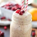 Orange Cranberry Greens Protein Smoothie recipe - You MUST try this new smoothie with happy Fall flavors - orange, cranberry, and CINNAMON make this creamy breakfast (or lunch!) complete! - ProjectMealPlan.com