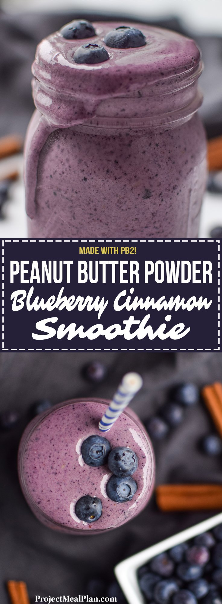 PB2 Peanut Butter Powder Blueberry Cinnamon Smoothie