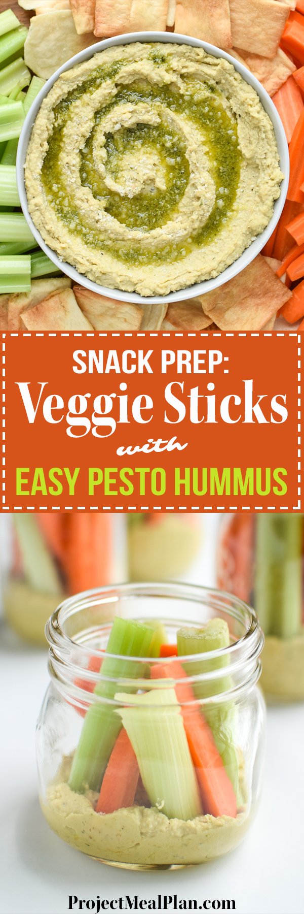 Snack Prep Veggie Sticks with Easy Pesto Hummus Project Meal Plan