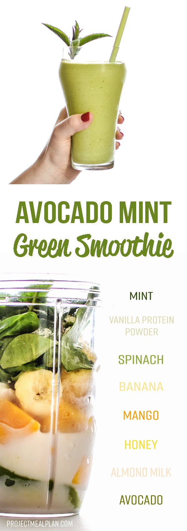 Creamy Avocado Mint Green Smoothie Recipe - Project Meal Plan